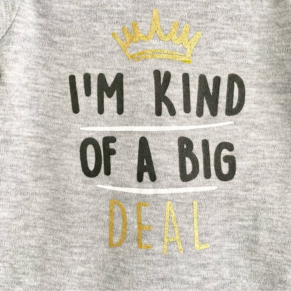 Gray Baby Onesie with Gold Crown Print - Picture 2 of 3
